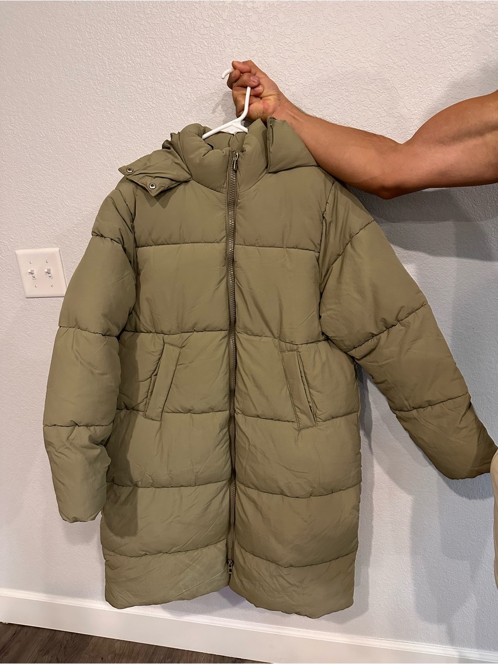 Divided Olive Green Puffer Coat